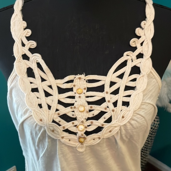 Free People BOHO T-shirt size with embellishment.  SIZE M. - Picture 2 of 6